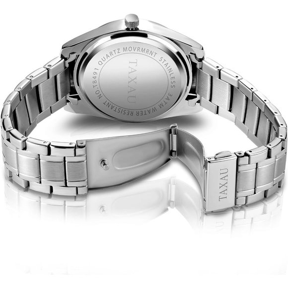 Taxau Mens Waterproof Stainless Steel Analog Quartz Dress Wrist Fashion Watches